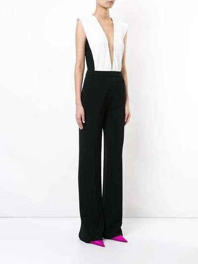 Shop Mugler Deep V-neck Jumpsuit In Black