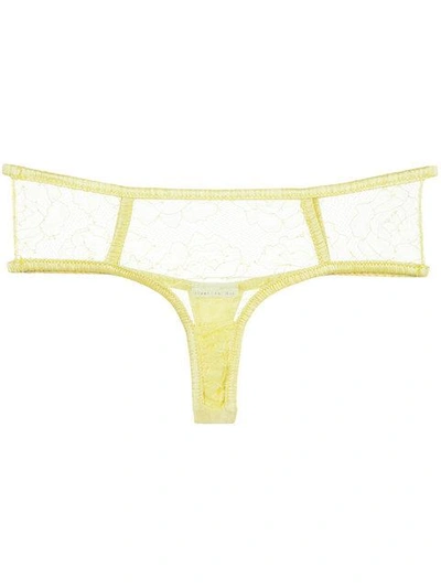 Shop Fleur Du Mal Lace Hipster Thong In Yellow