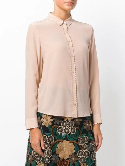 Shop Red Valentino Scalloped Trim Blouse - Nude & Neutrals