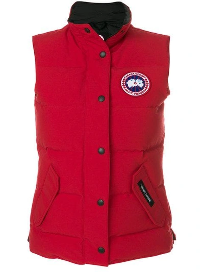 Shop Canada Goose Logo Patch Padded Gilet In Red