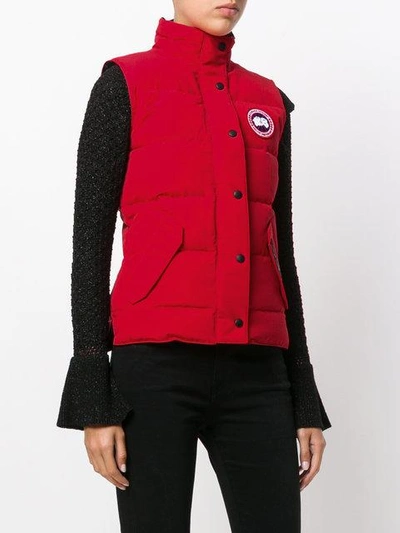 Shop Canada Goose Logo Patch Padded Gilet In Red