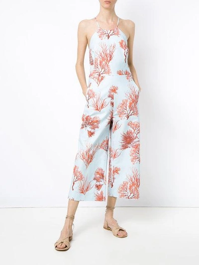 Shop Andrea Marques Cropped Jumpsuit In Est Coral Azul