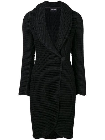 Shop Giorgio Armani Textured Shawl Coat - Black