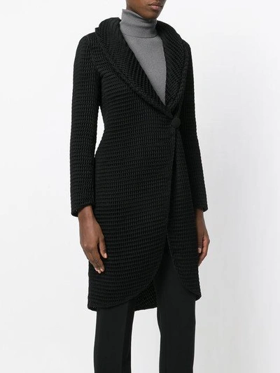 Shop Giorgio Armani Textured Shawl Coat - Black