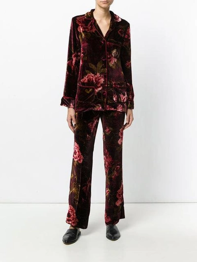Shop F.r.s For Restless Sleepers Velvet Pyjama Suit - Red