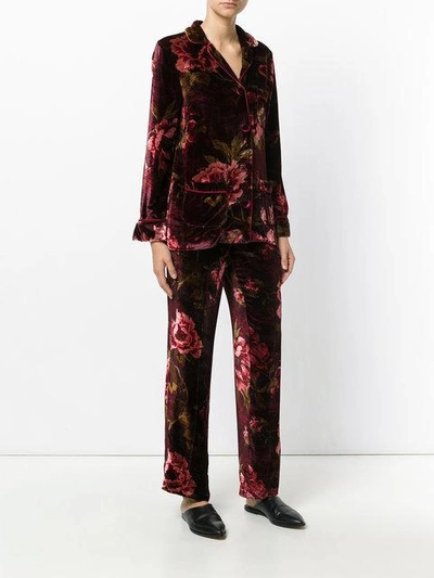 Shop F.r.s For Restless Sleepers Velvet Pyjama Suit - Red