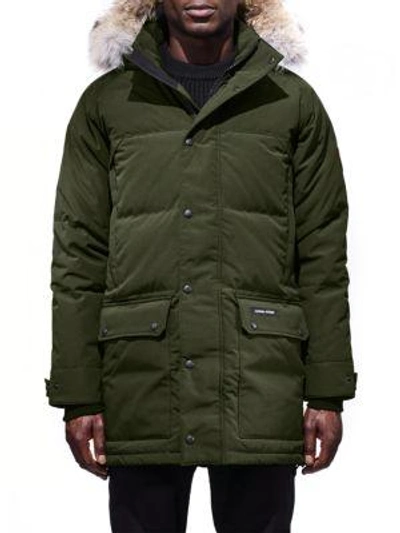Shop Canada Goose Men's Emory Coyote Fur Hooded Parka In Military Green