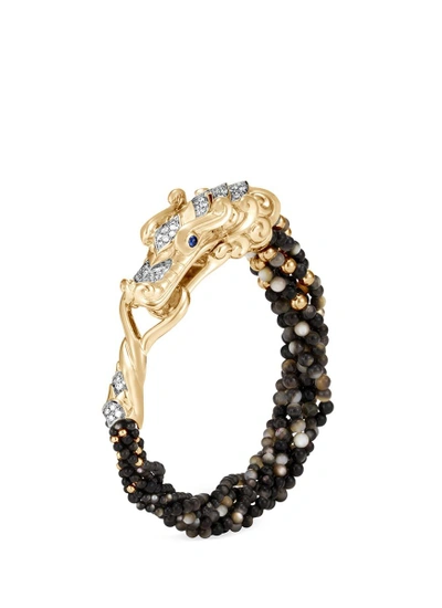 Shop John Hardy Diamond Mother Of Pearl Beaded 18k Yellow Gold Naga Bracelet