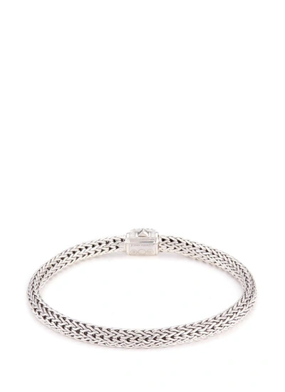 Shop John Hardy Sapphire Silver Woven Chain Hook Bracelet In Metallic