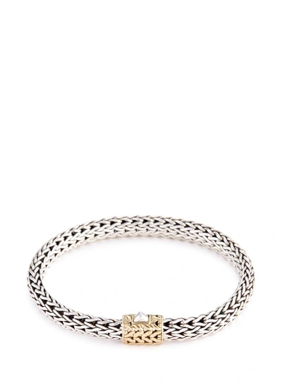 Shop John Hardy 18k Yellow Gold Silver Woven Chain Bracelet In Metallic