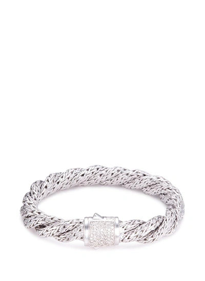 Shop John Hardy Diamond Silver Twist Medium Woven Chain Bracelet