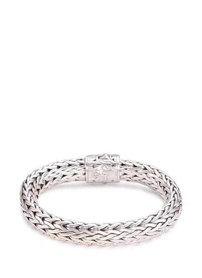 Shop John Hardy 'classic Chain' Diamond Silver Woven Chain Bracelet In Metallic