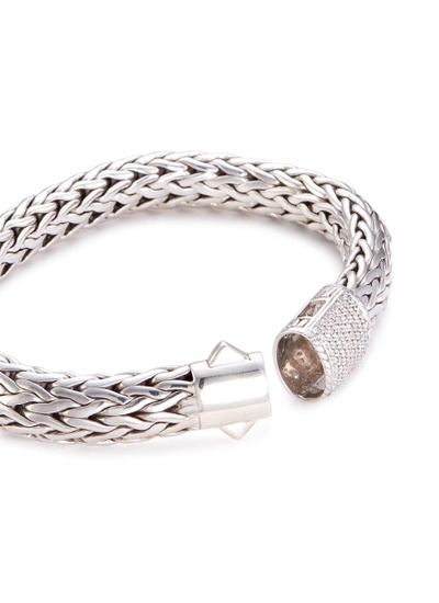 Shop John Hardy 'classic Chain' Diamond Silver Woven Chain Bracelet In Metallic