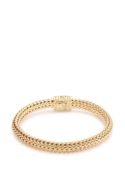 Shop John Hardy Diamond 18k Yellow Gold Medium Woven Chain Bracelet In Metallic