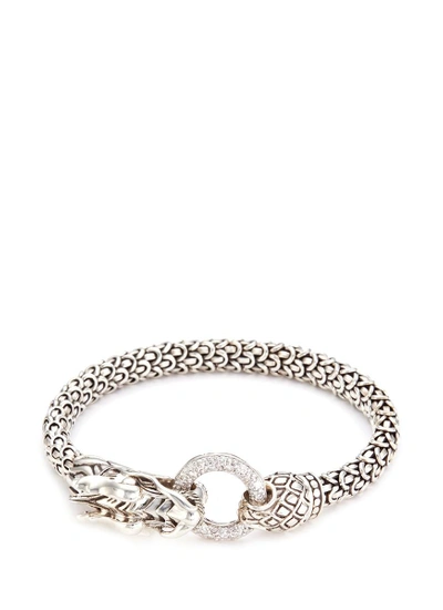 Shop John Hardy Diamond Silver Scaly Dragon Bracelet In Metallic