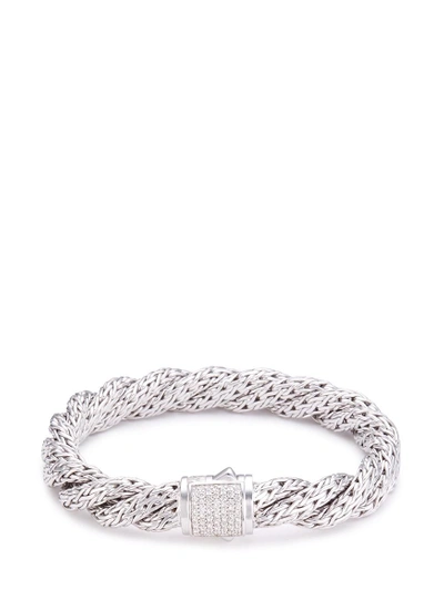 Shop John Hardy Diamond Silver Twist Medium Woven Chain Bracelet In Metallic