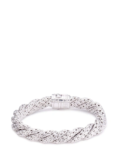 Shop John Hardy Diamond Silver Twist Medium Woven Chain Bracelet In Metallic