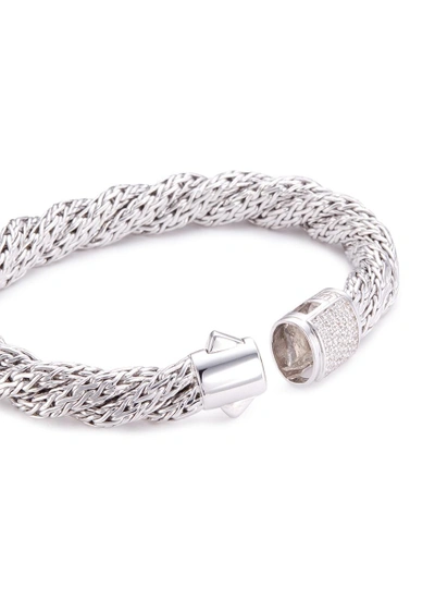 Shop John Hardy Diamond Silver Twist Medium Woven Chain Bracelet In Metallic