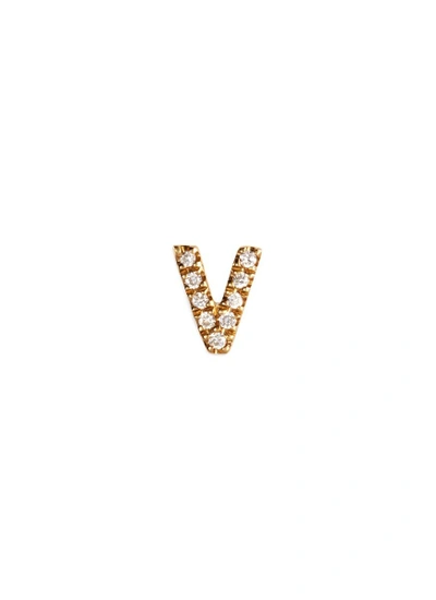 Shop Loquet London Diamond 18k Yellow Gold Letter Charm - V In Metallic