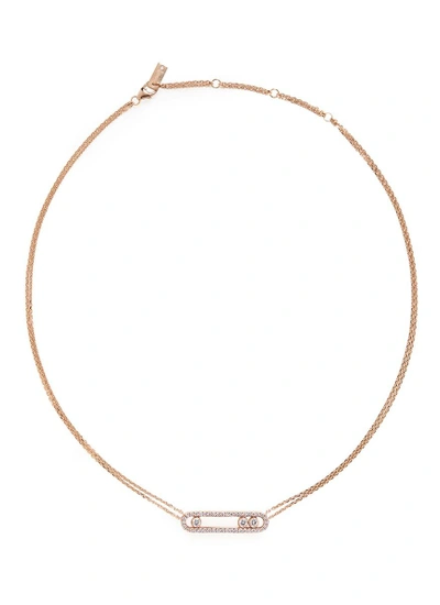 Shop Messika 'move Pavé' Diamond 18k Rose Gold Necklace