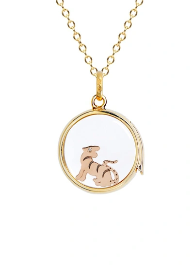 Shop Loquet London 18k Rose Gold Diamond Chinese New Year Charm - Tiger In Metallic