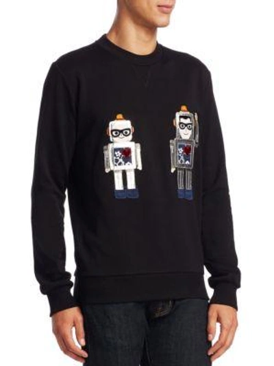 Shop Dolce & Gabbana Robot Cotton Sweatshirt In Black