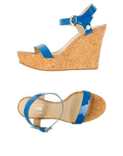 Shop Armani Collezioni Sandals In Pastel Blue