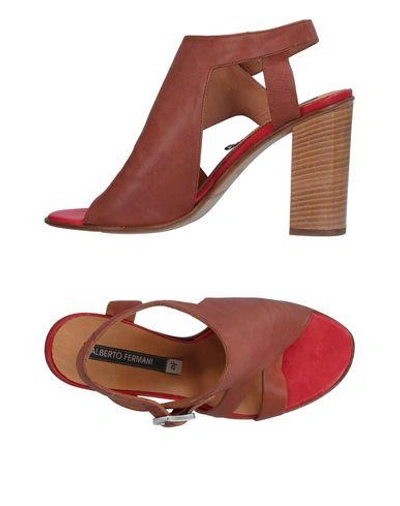 Shop Alberto Fermani Sandals In Brick Red