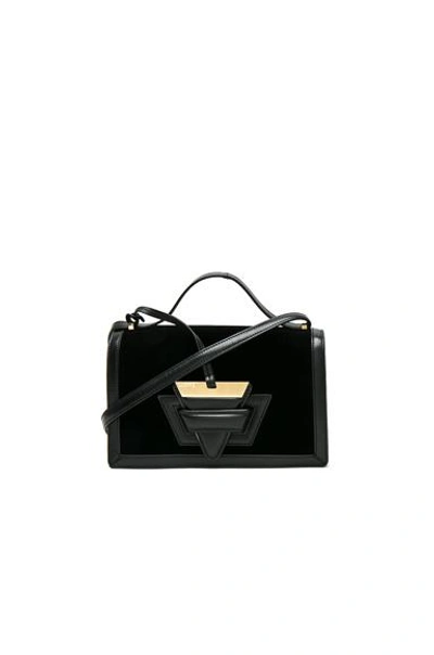 Shop Loewe Velvet Barcelona Bag In Black
