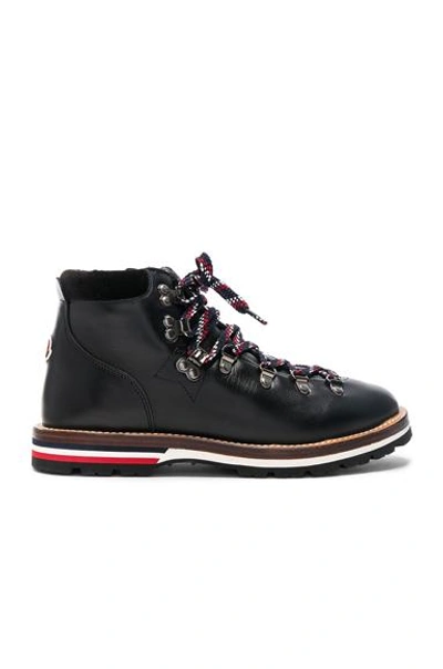 Shop Moncler Leather Blanche Boots In Black
