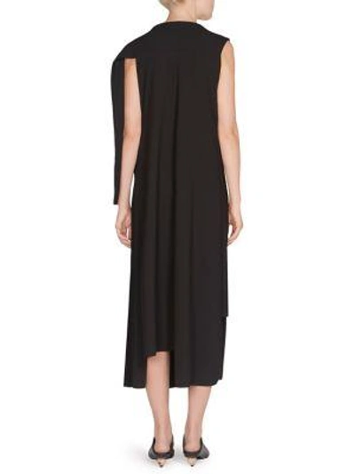 Shop Loewe Pleated Asymmetrical Dress In Black