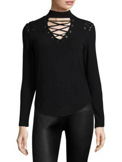 Shop Generation Love Becca Lace-up Choker Top In Black