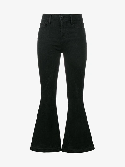 Shop Frame Denim Le Crop Bell Flared Jeans In Black