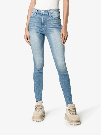 Shop Frame Denim High-rise Skinny Jeans In Blue