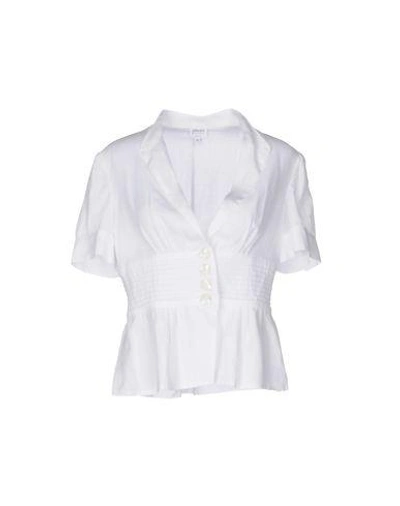 Shop Armani Collezioni Blazer In White