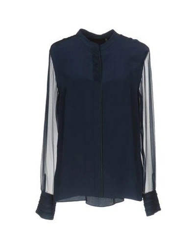 Shop Elie Tahari Silk Shirts & Blouses In Dark Blue