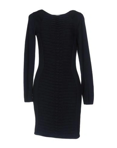 Shop Versace Short Dress In Dark Blue
