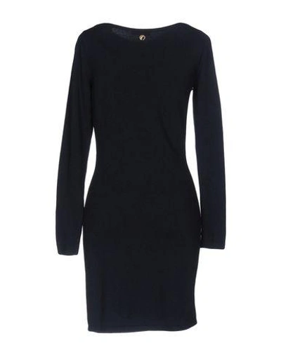 Shop Versace Short Dress In Dark Blue