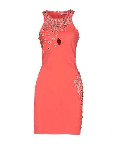 Shop Versace Short Dress In Coral