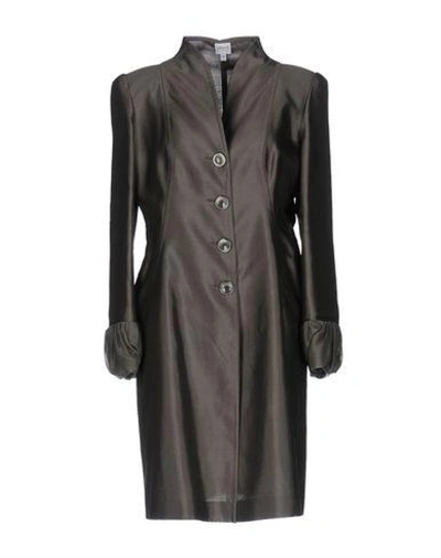 Shop Armani Collezioni Overcoats In Lead