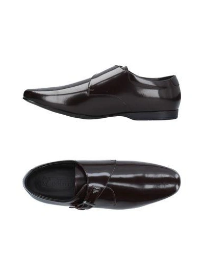 Shop Versace Loafers In Dark Brown