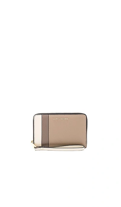 Shop Marc Jacobs Saffiano Colorblock Zip Phone Wristlet In Taupe. In French Grey Multi
