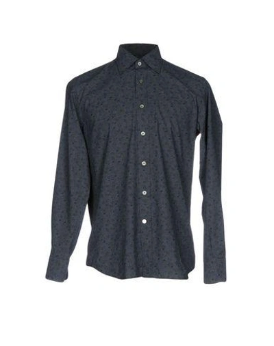 Shop Canali Patterned Shirt In Steel Grey