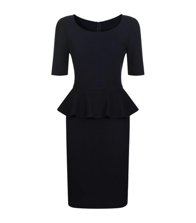 Shop St John Piqué Knit Peplum Dress In Navy