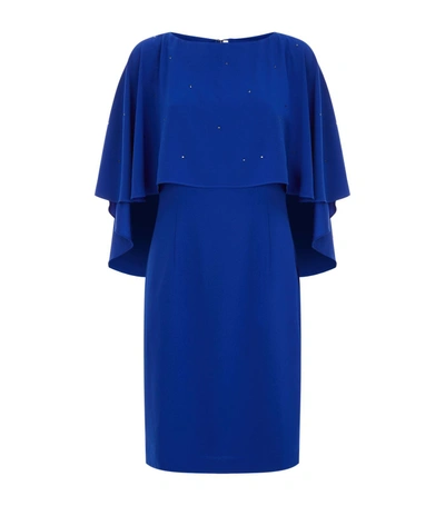 Shop St John Embellished Cape Dress In Blue