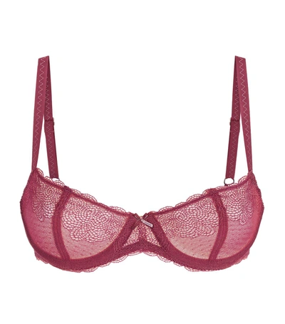 Shop Chantelle Lace Half Cup Underwired Bra In Red