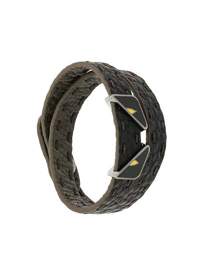 Shop Fendi Double Tour Bugs Bracelet In Grey