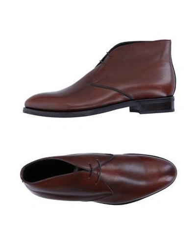 Shop Canali Laced Shoes In Cocoa