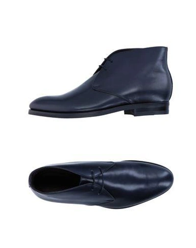 Shop Canali Lace-up Shoes In Dark Blue