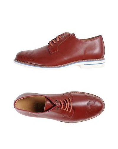 Shop Armani Collezioni Laced Shoes In Brick Red